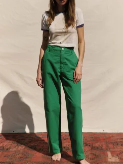 Women Imogene + Willie baker striped trouser in kelly green