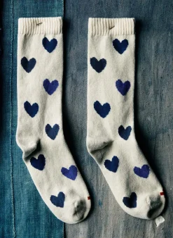Women Imogene + Willie blue heart sock in natural