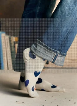 Women Imogene + Willie blue heart sock in natural