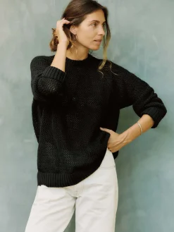 Women Imogene + Willie cascabel open weave sweater in black