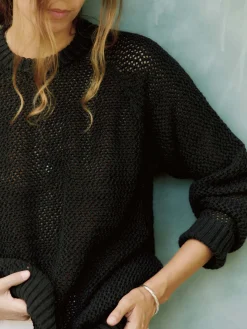 Women Imogene + Willie cascabel open weave sweater in black