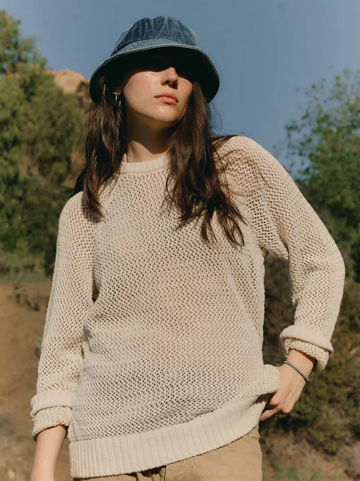 Women Imogene + Willie cascabel open weave sweater in natural