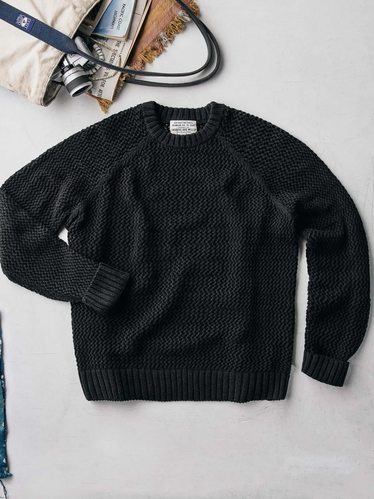 Imogene + Willie cascabel open weave sweater in black