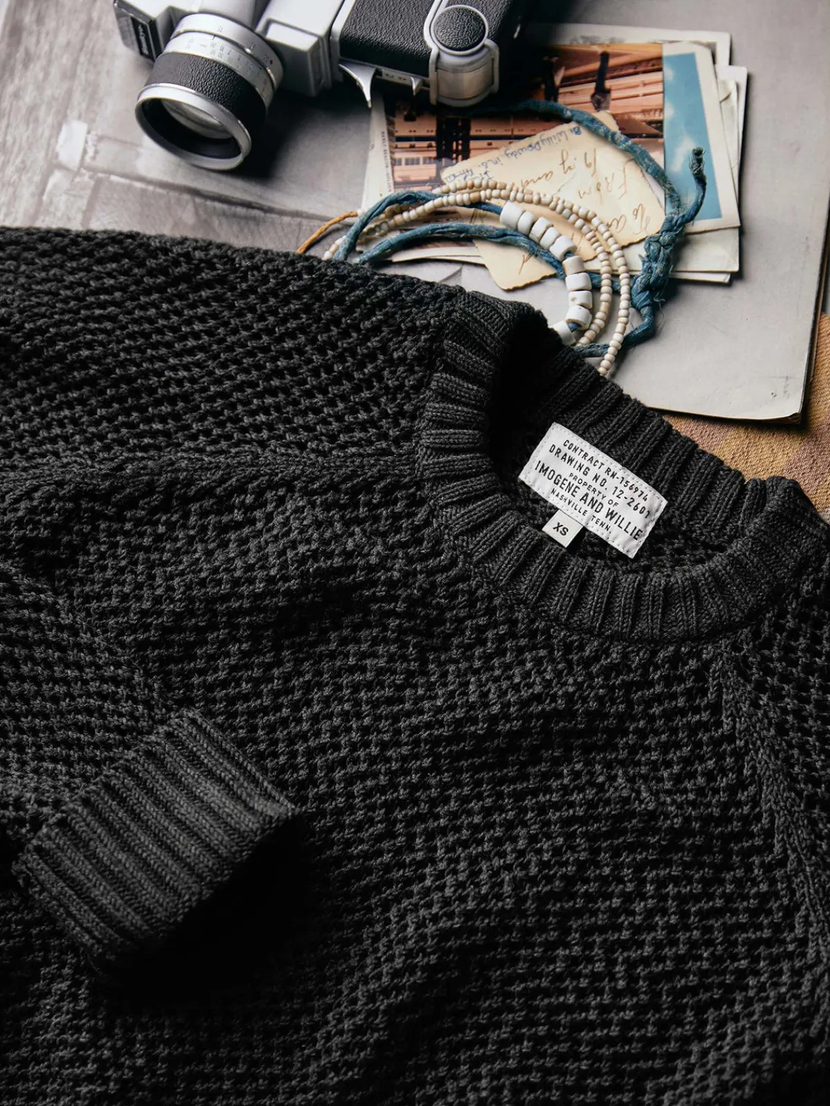 Imogene + Willie cascabel open weave sweater in black