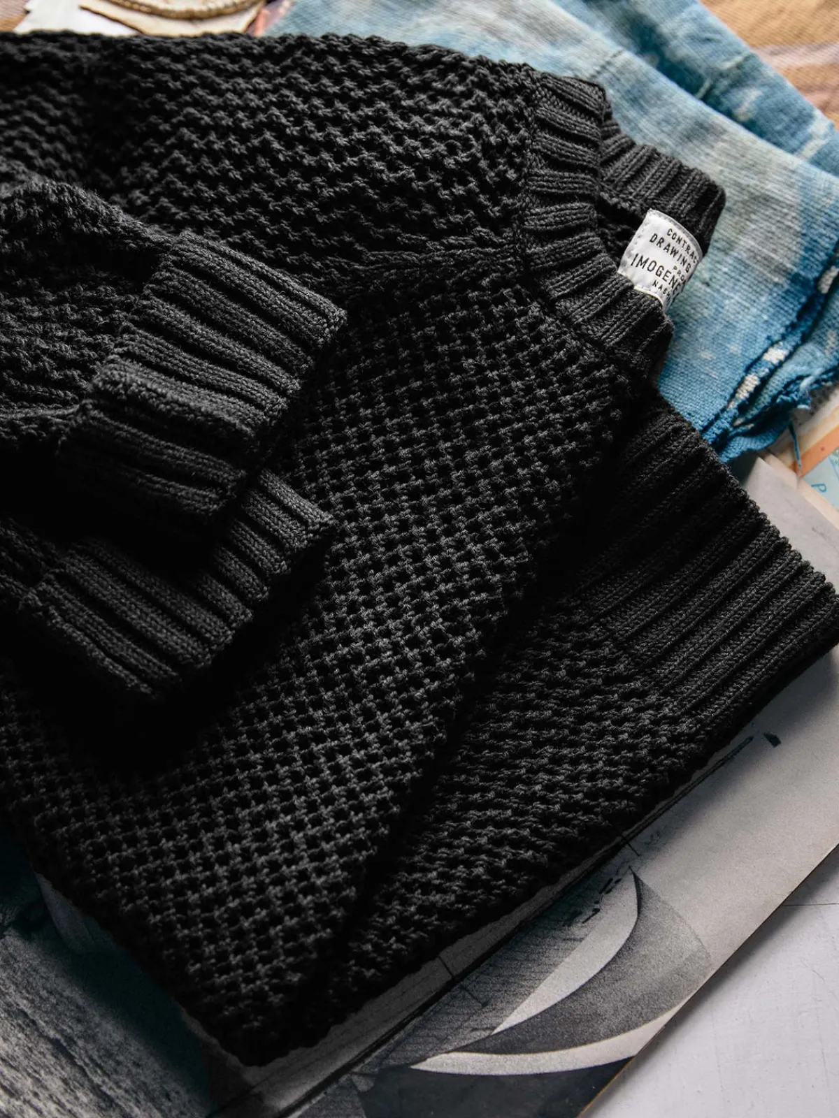 Imogene + Willie cascabel open weave sweater in black