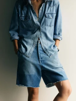 Women Imogene + Willie clarke washed denim cutoff short