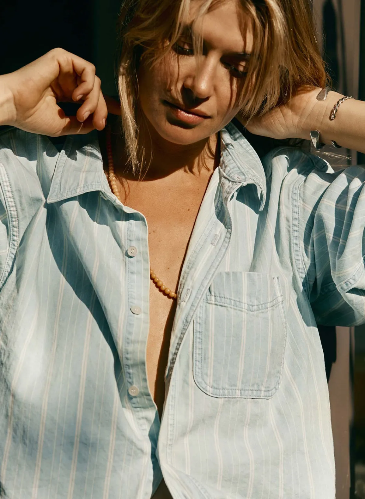 Women Imogene + Willie clyde striped denim button up