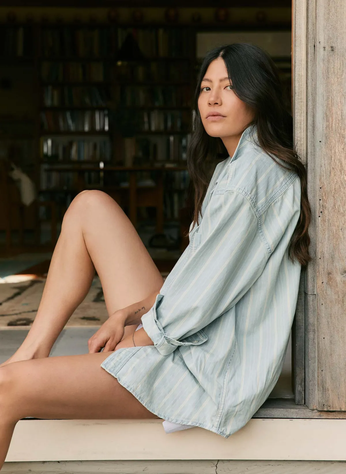 Women Imogene + Willie clyde striped denim button up