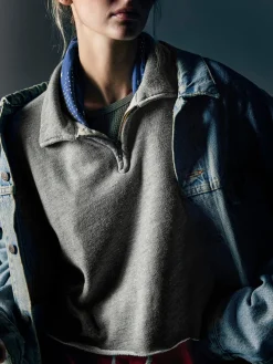 Women Imogene + Willie cut sleeve cropped quarter zip