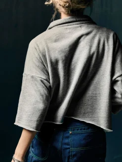 Women Imogene + Willie cut sleeve cropped quarter zip