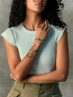 Women Imogene + Willie cut sleeve thermal in sky blue