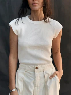 Women Imogene + Willie cut sleeve thermal in white