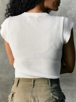 Women Imogene + Willie cut sleeve thermal in white