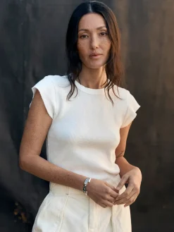 Women Imogene + Willie cut sleeve thermal in white