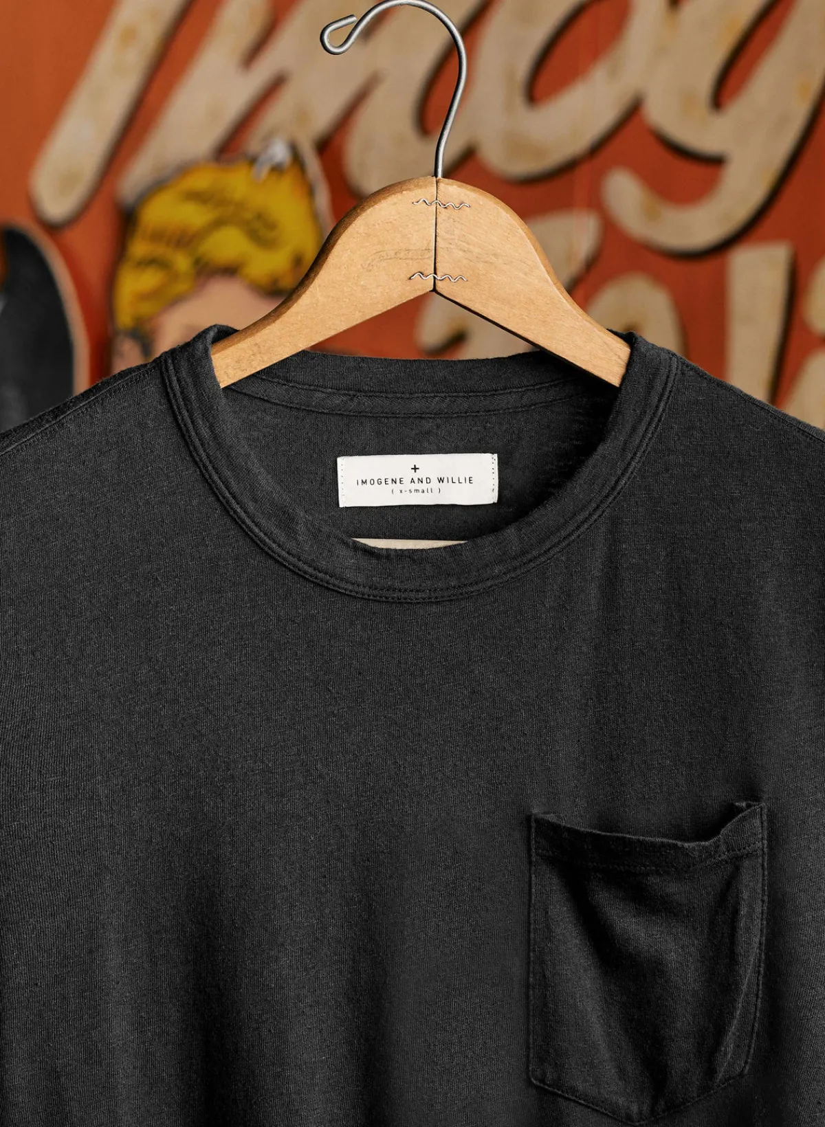 Imogene + Willie faded black knit pocket tee