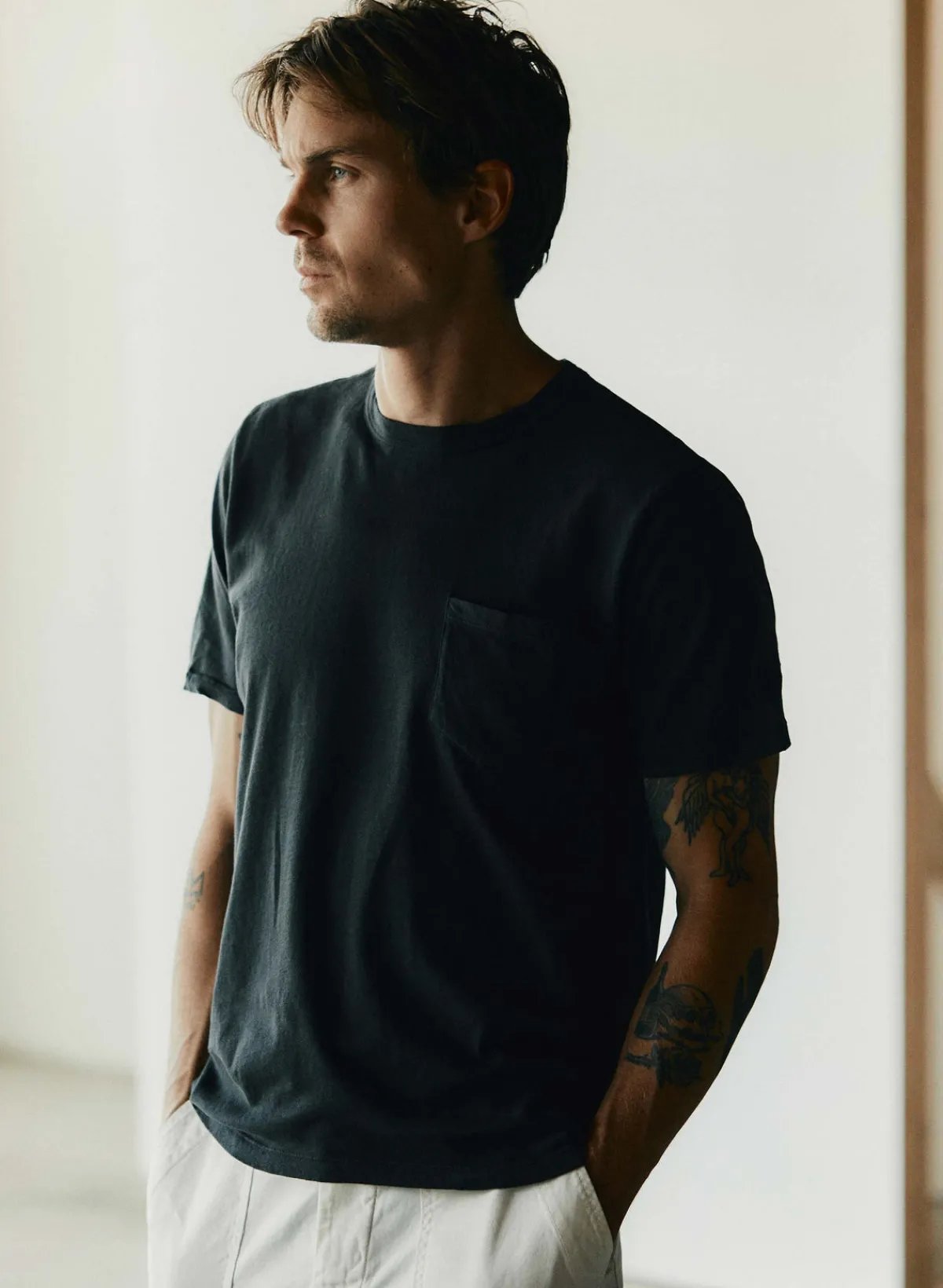Imogene + Willie faded black knit pocket tee