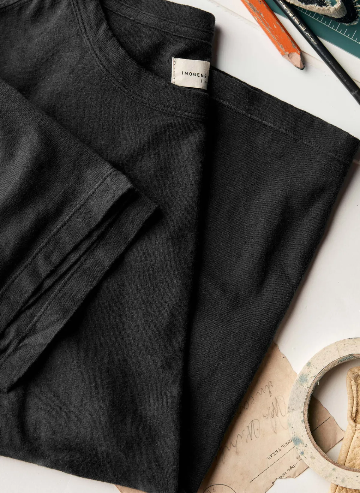 Imogene + Willie faded black knit pocket tee