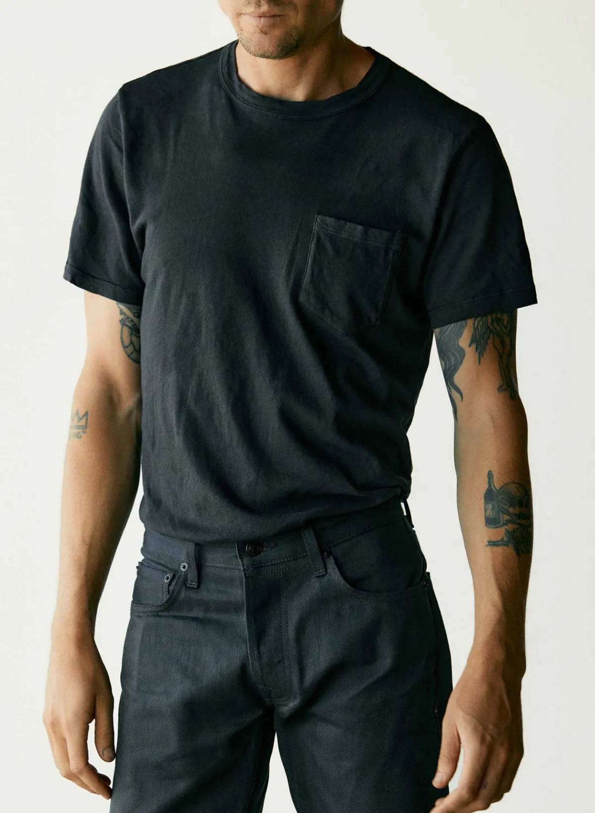Imogene + Willie faded black knit pocket tee