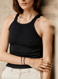 Women Imogene + Willie faded black ribbed racerback tank