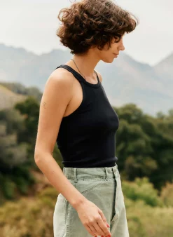 Women Imogene + Willie faded black ribbed racerback tank