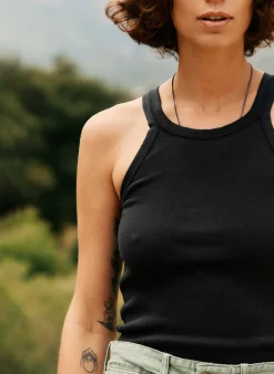 Women Imogene + Willie faded black ribbed racerback tank