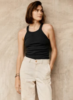 Women Imogene + Willie faded black ribbed racerback tank