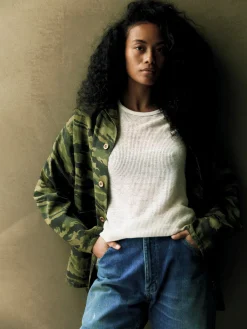 Women Imogene + Willie fatigue jacket in brushstroke camo