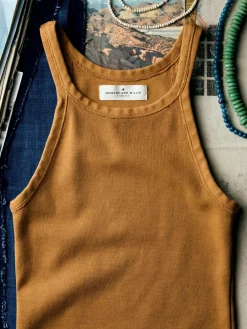 Women Imogene + Willie field brown ribbed racerback tank