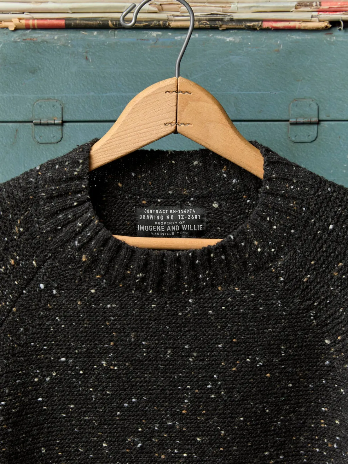 Imogene + Willie galway wool sweater in black nep