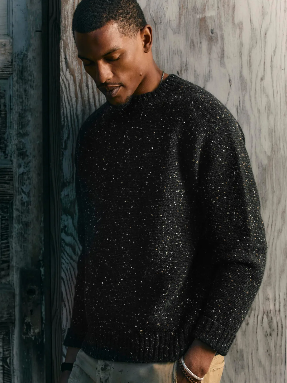 Imogene + Willie galway wool sweater in black nep