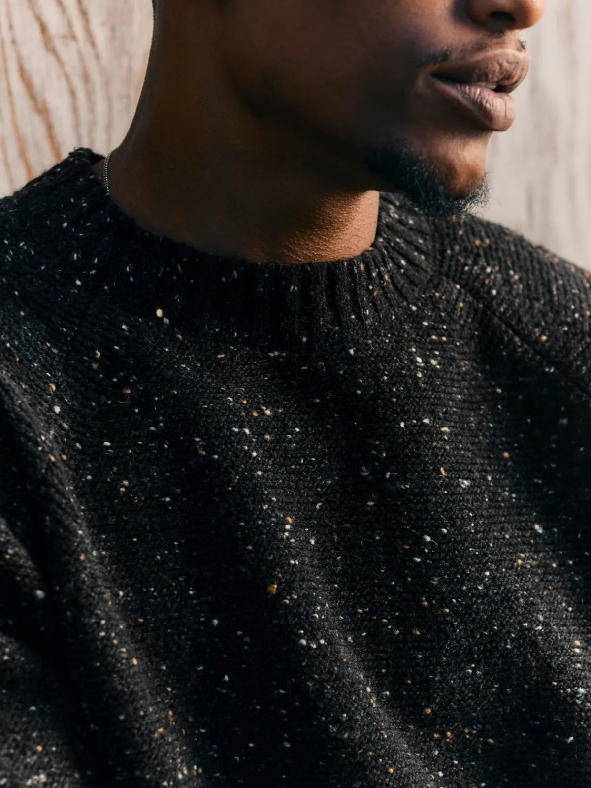 Imogene + Willie galway wool sweater in black nep