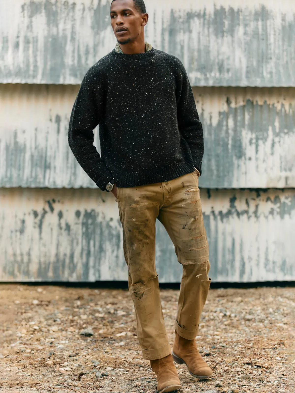 Imogene + Willie galway wool sweater in black nep