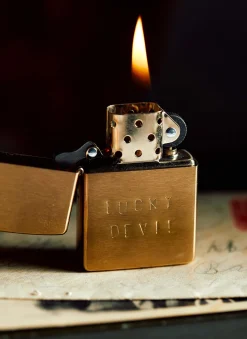 Women Imogene + Willie hand stamped "lucky devil" zippo