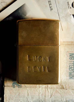 Women Imogene + Willie hand stamped "lucky devil" zippo
