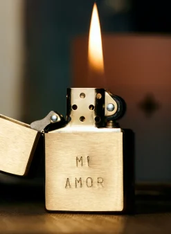 Women Imogene + Willie hand stamped "mi amor" zippo