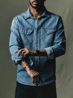 Imogene + Willie hayes indigo stripe pearl snap