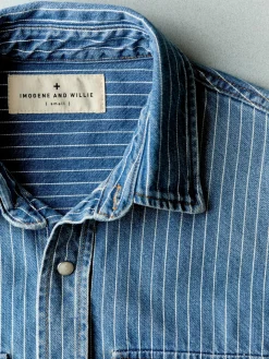Imogene + Willie hayes indigo stripe pearl snap