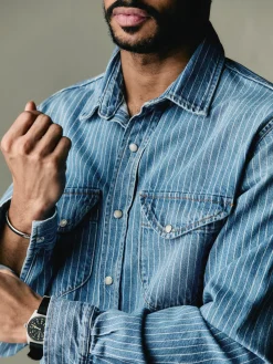 Imogene + Willie hayes indigo stripe pearl snap