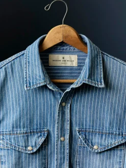 Imogene + Willie hayes indigo stripe pearl snap