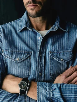 Imogene + Willie hayes indigo stripe pearl snap