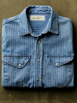 Imogene + Willie hayes indigo stripe pearl snap