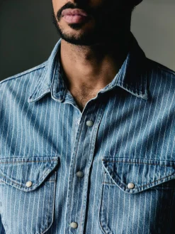 Imogene + Willie hayes indigo stripe pearl snap