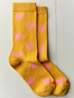 Women Imogene + Willie heart sock in gold