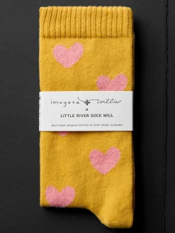 Women Imogene + Willie heart sock in gold