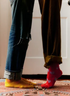Women Imogene + Willie heart sock in gold