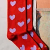 Imogene + Willie heart sock in poppy