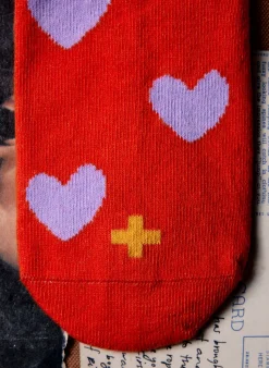 Imogene + Willie heart sock in poppy