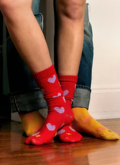 Imogene + Willie heart sock in poppy