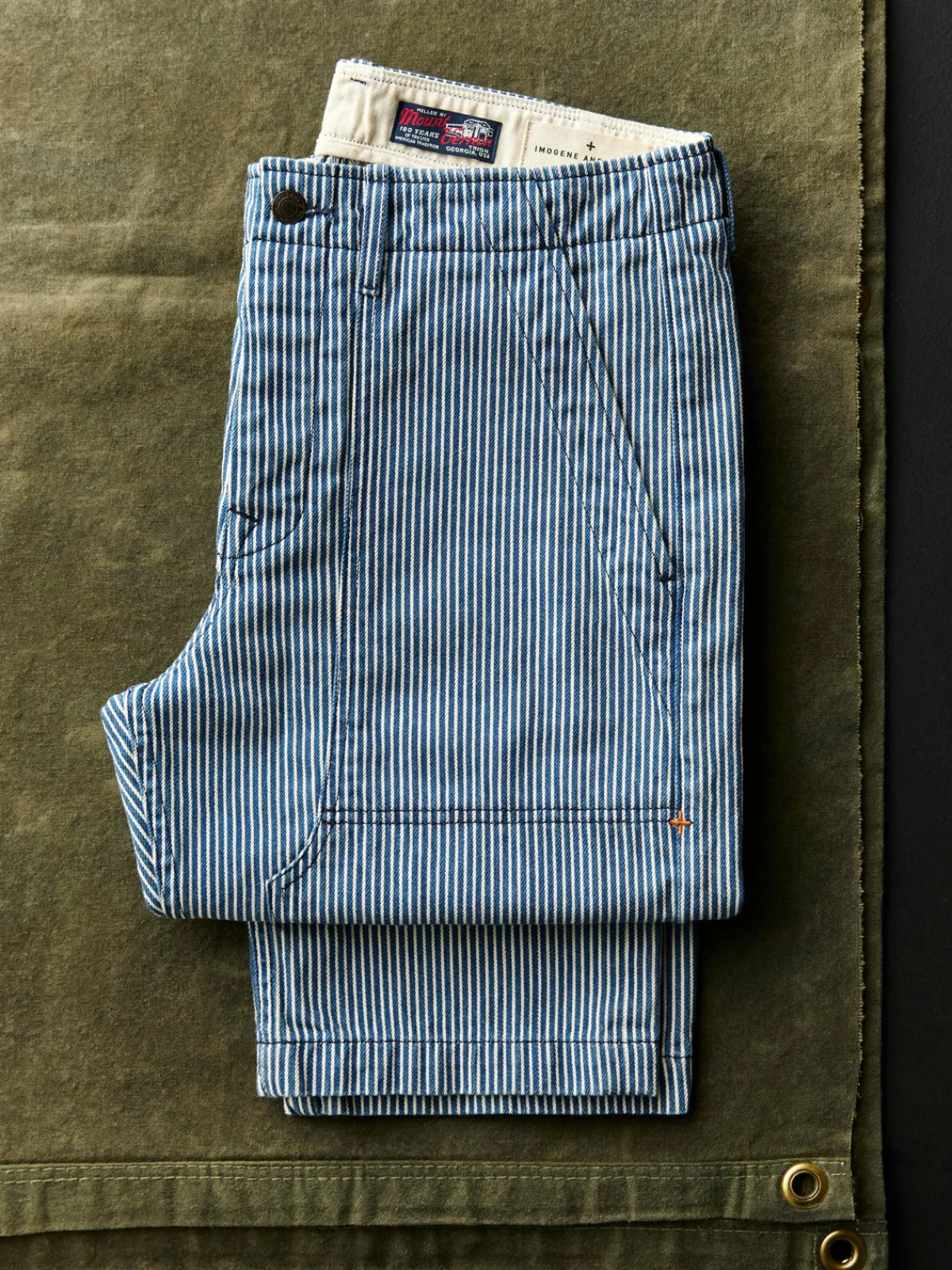 Imogene + Willie hencye workpant in hickory stripe