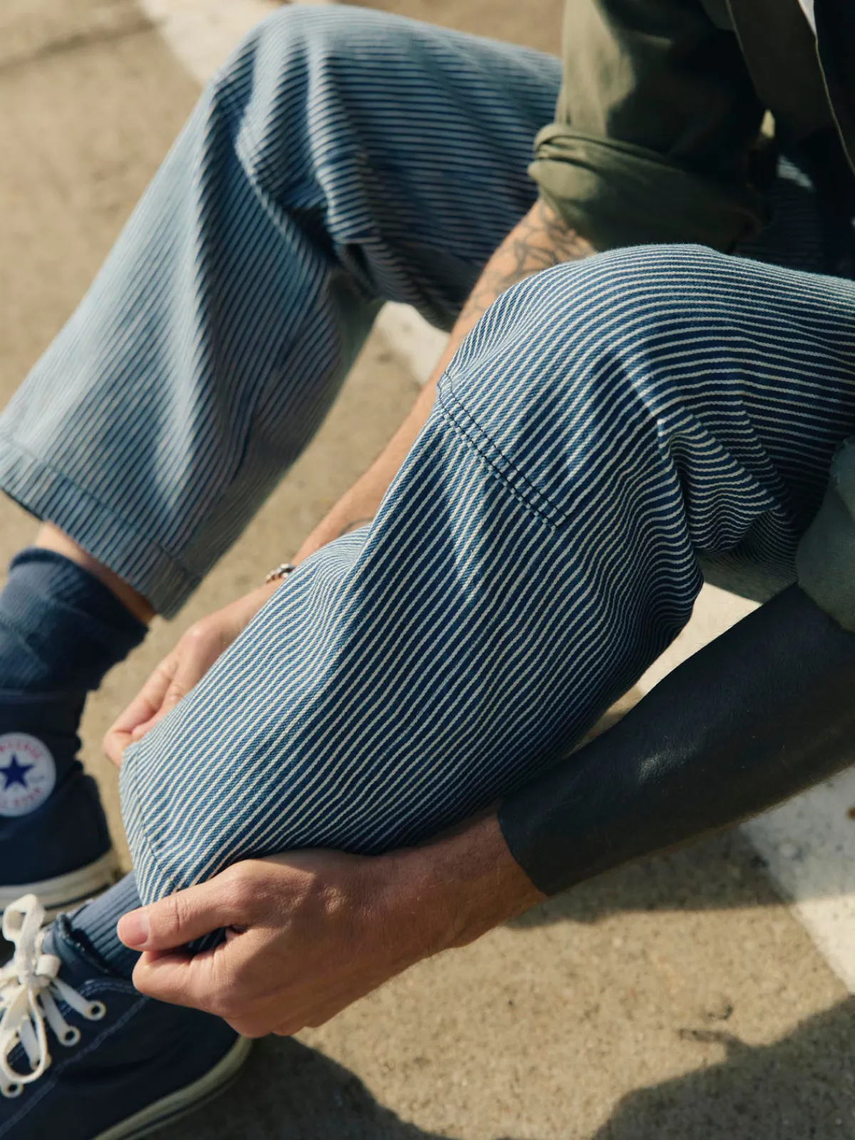 Imogene + Willie hencye workpant in hickory stripe